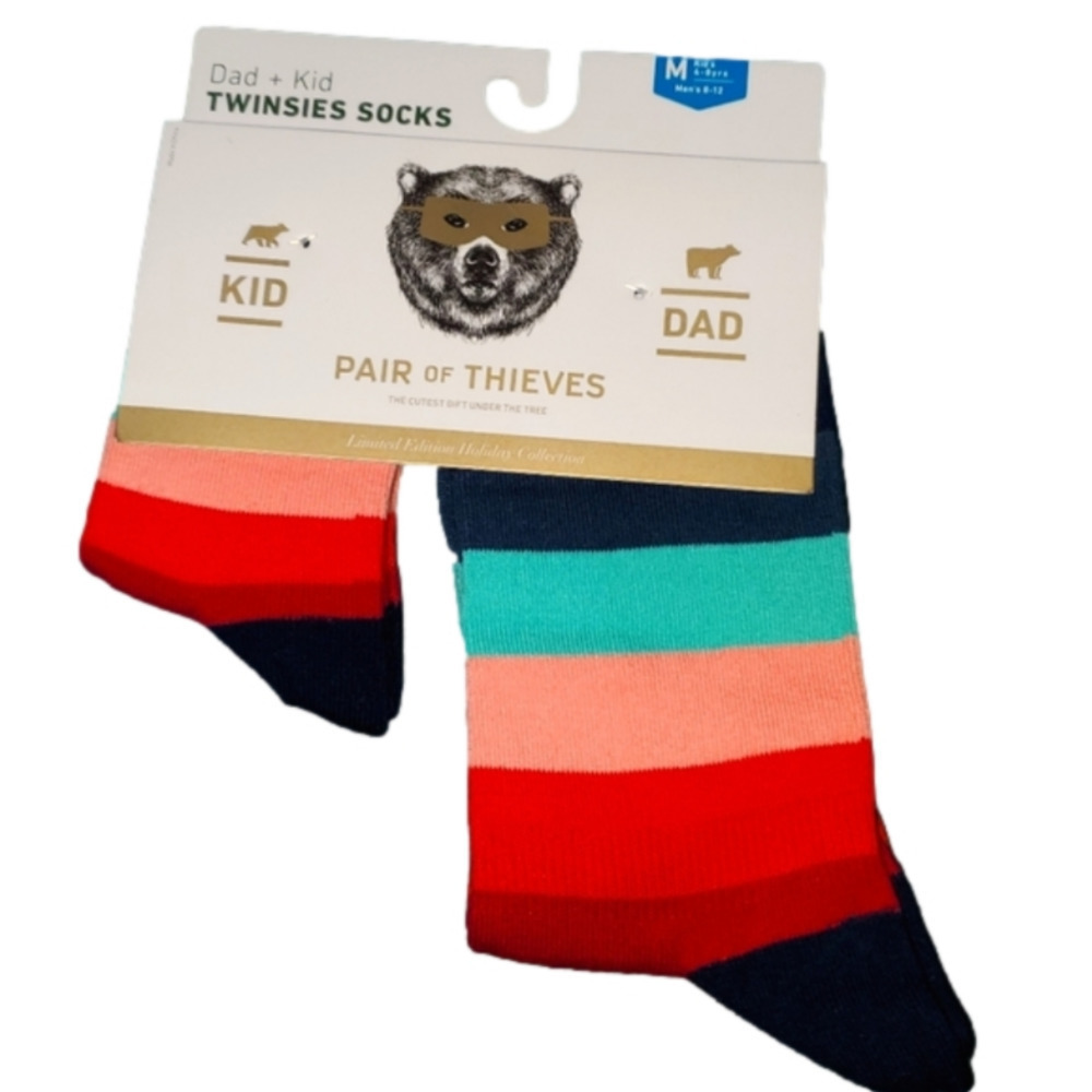 Dad & Kid Twinsie Socks NEW Rainbow Stripes Colorful